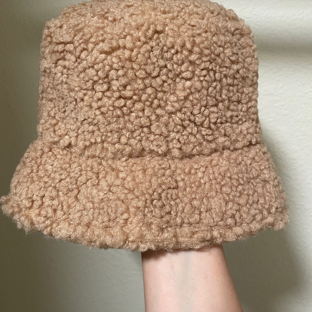 Cozy Tan Sherpa Bucket Hat